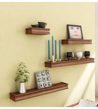 Decorhand Wooden Wall Shelf  (Number of Shelves - 3, Brown)